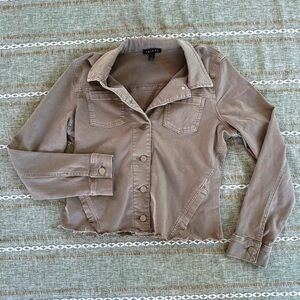 Tribal Size Medium Jacket Cropped Frayed Tan Jean Coat